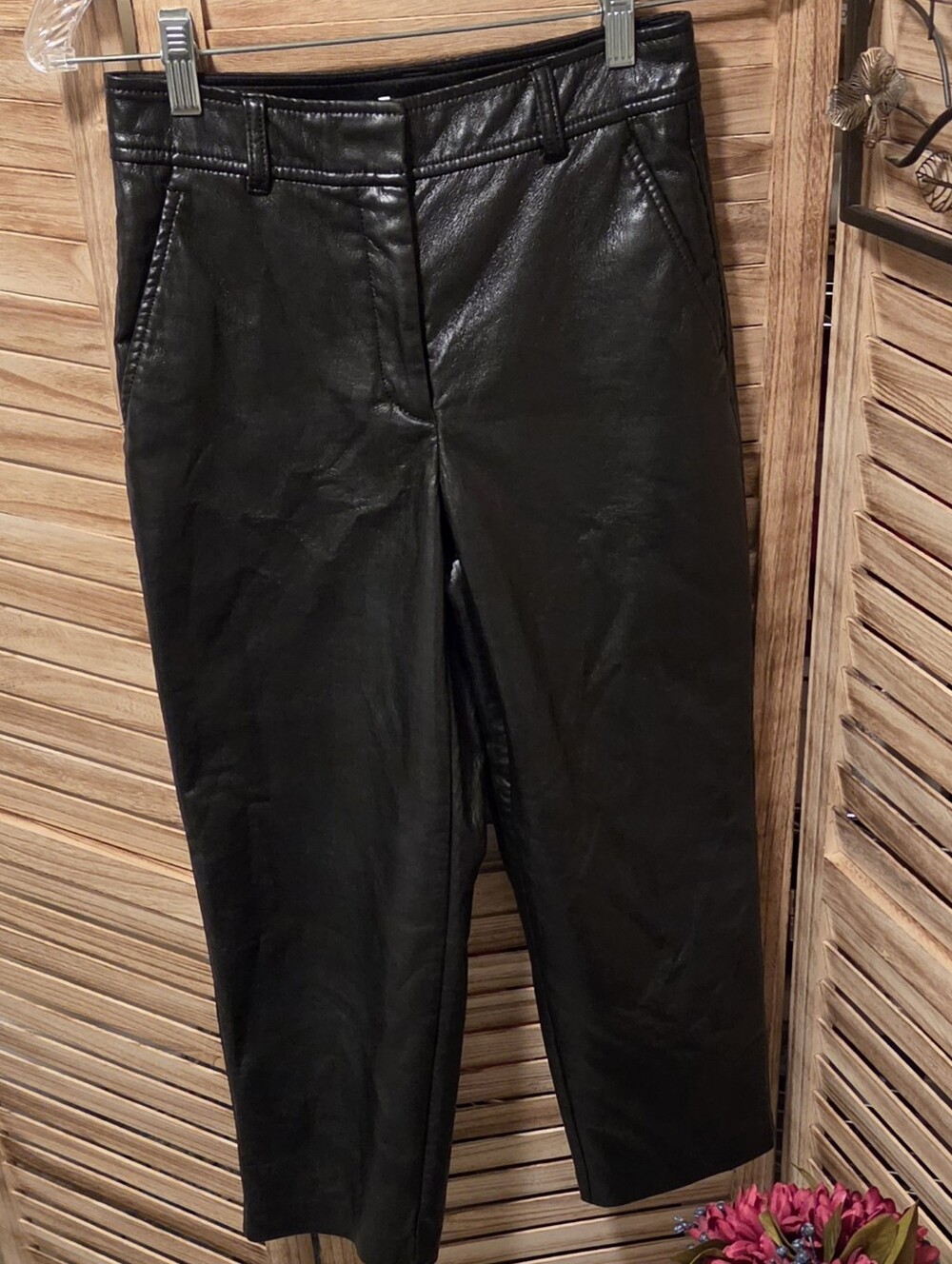 Babaton 0 Black Faux Leather Pants